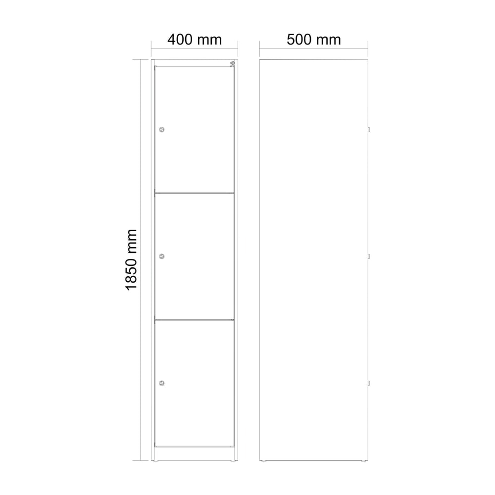 Produktabbildung Nr. 8: C+P Schliessfachschrank Classic PLUS, 1 Abteil, HxBxT 1.850 x 400 x 500 mm, lichtgrau, lichtgrau, 3 Fächer, Zylinderschloss