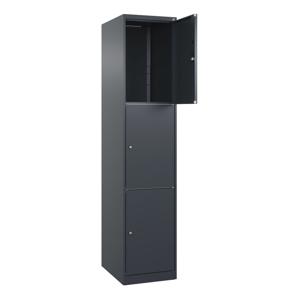 Produktabbildung: C+P Schliessfachschrank Classic PLUS, 1 Abteil, HxBxT 1.850 x 400 x 500 mm, anthrazitgrau, anthrazitgrau, 3 Fächer, Zylinderschloss