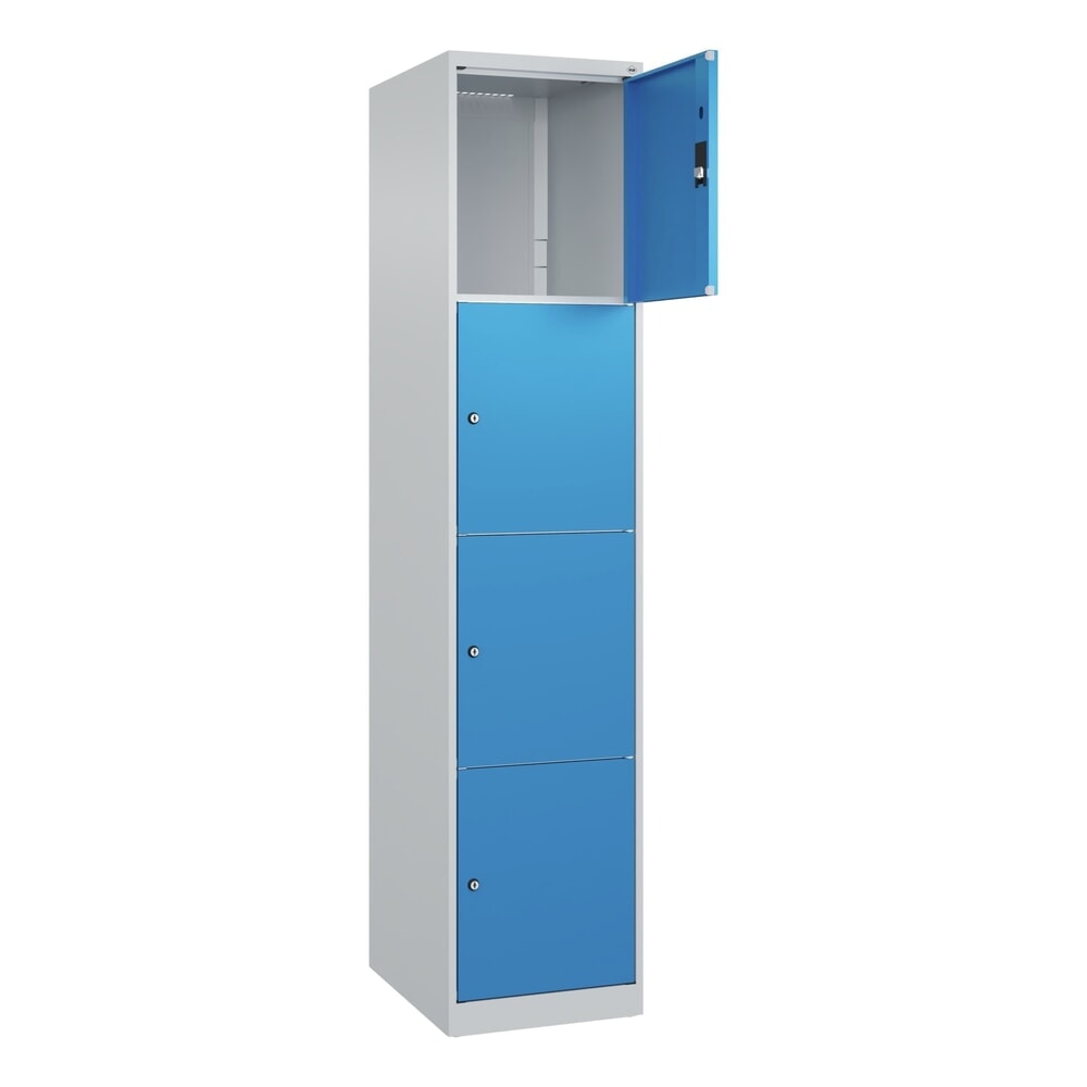 Illustration du produit: C+P Schließfachschrank Classic PLUS, 1 Abteil, HxBxT 1.850 x 400 x 500 mm, lichtgrau, lichtblau, 4 Fächer, Zylinderschloss