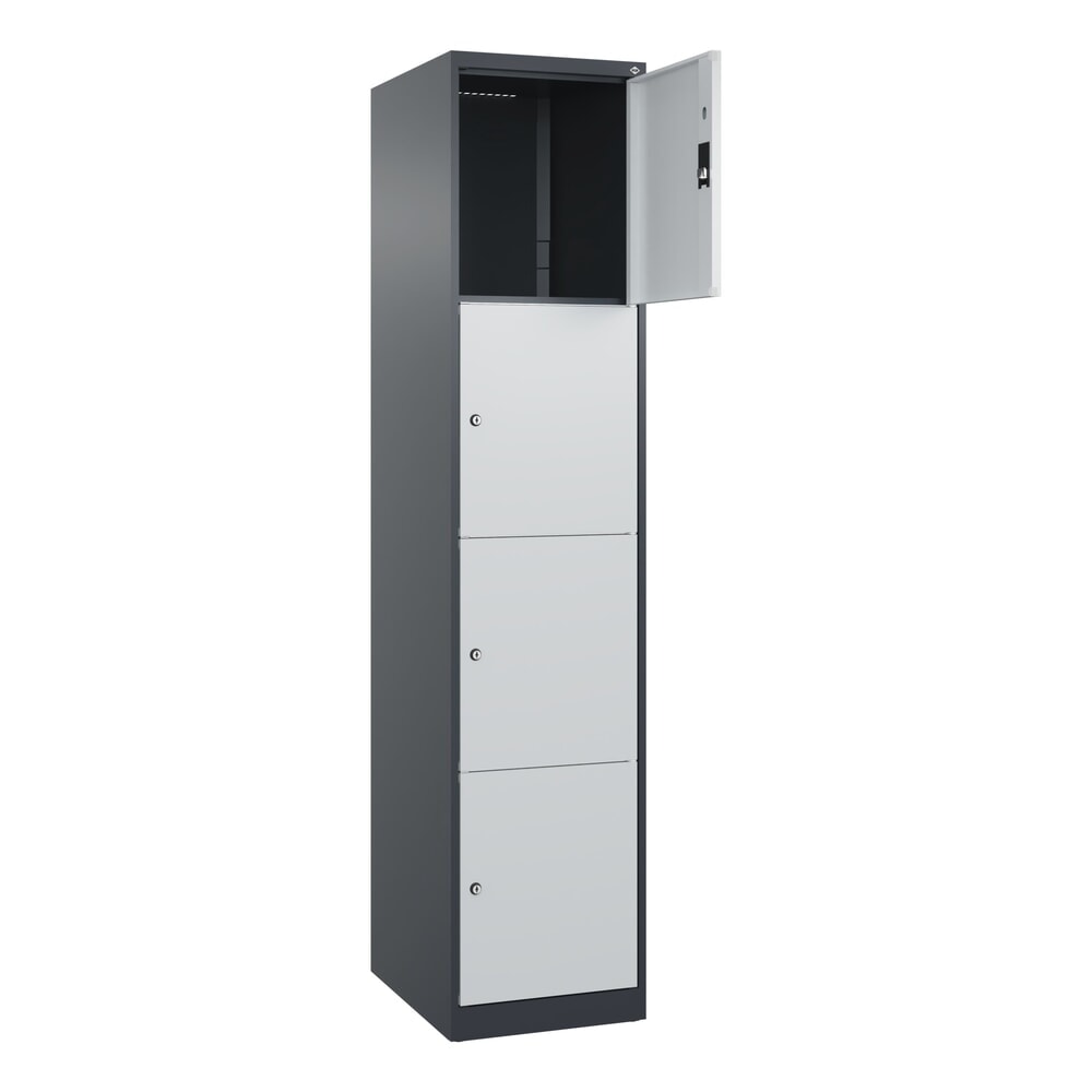 Illustration du produit: C+P Schließfachschrank Classic PLUS, 1 Abteil, HxBxT 1.850 x 400 x 500 mm, anthrazitgrau, lichtgrau, 4 Fächer, Zylinderschloss