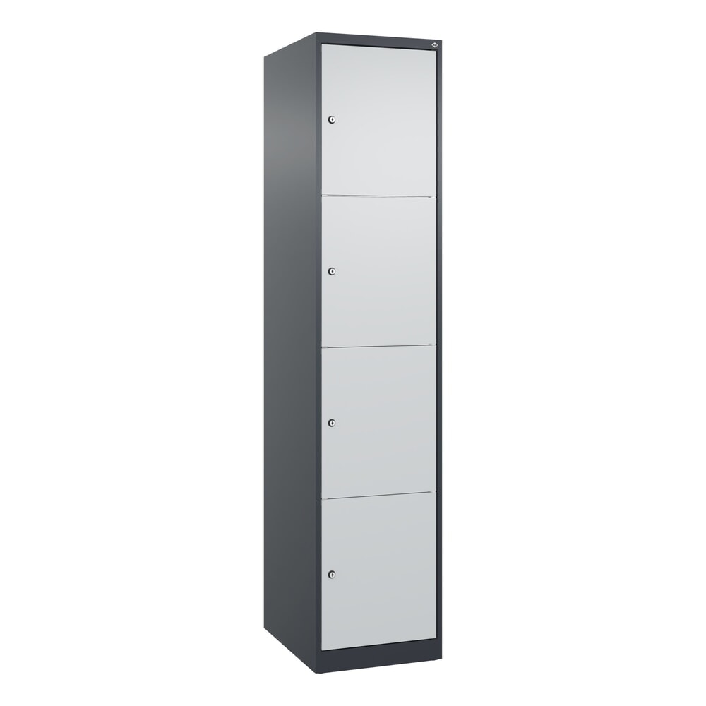 N° de l'image du produit 9 : C+P Schließfachschrank Classic PLUS, 1 Abteil, HxBxT 1.850 x 400 x 500 mm, anthrazitgrau, lichtgrau, 4 Fächer, Zylinderschloss