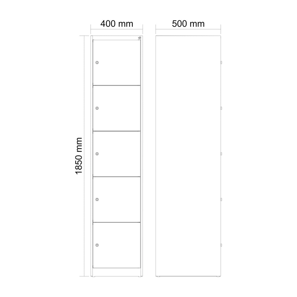 Produktabbildung Nr. 8: C+P Schliessfachschrank Classic PLUS, 1 Abteil, HxBxT 1.850 x 400 x 500 mm, anthrazitgrau, lichtgrau, 5 Fächer, Zylinderschloss