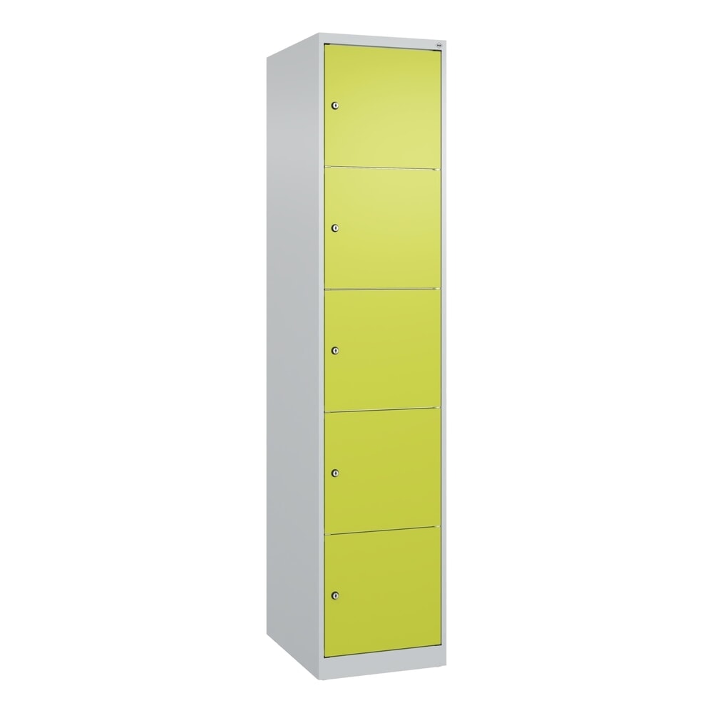 Produktabbildung Nr. 9: C+P Schliessfachschrank Classic PLUS, 1 Abteil, HxBxT 1.850 x 400 x 500 mm, lichtgrau, clowngrün, 5 Fächer, Zylinderschloss