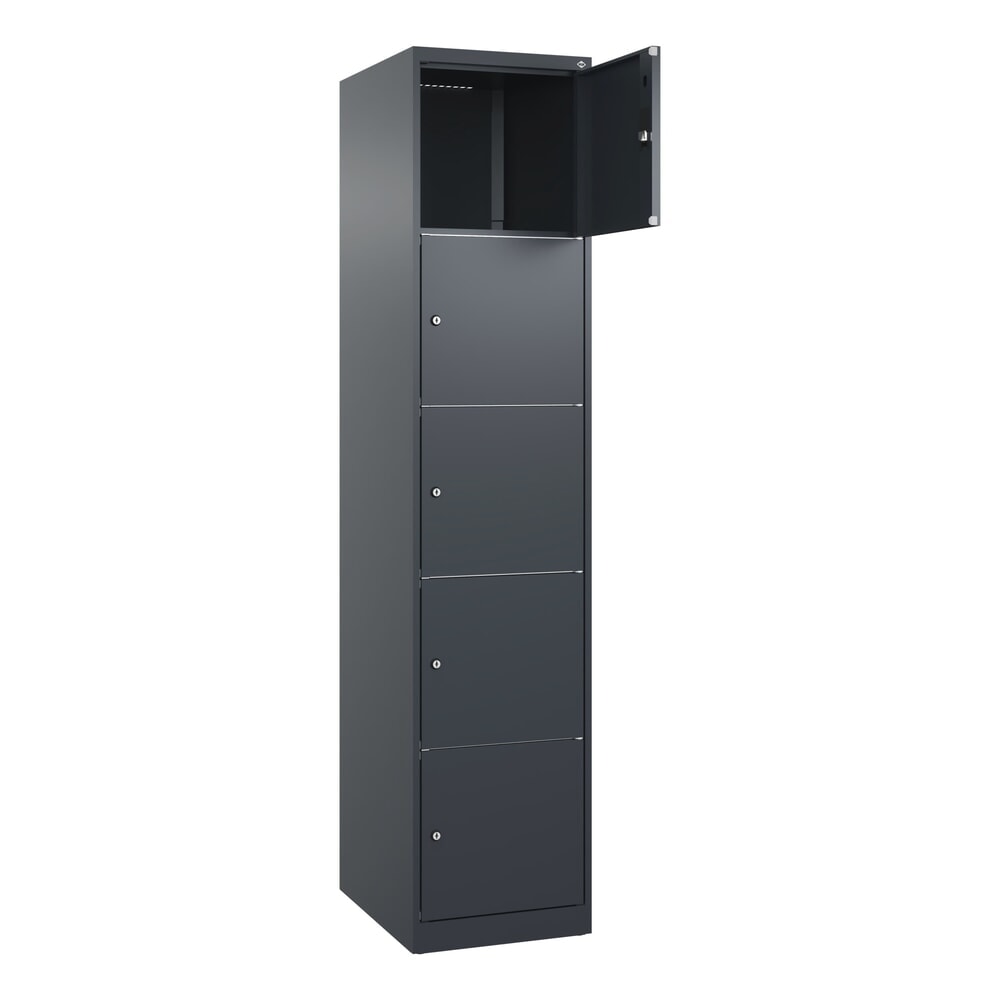 Produktabbildung: C+P Schliessfachschrank Classic PLUS, 1 Abteil, HxBxT 1.850 x 400 x 500 mm, anthrazitgrau, anthrazitgrau, 5 Fächer, Zylinderschloss