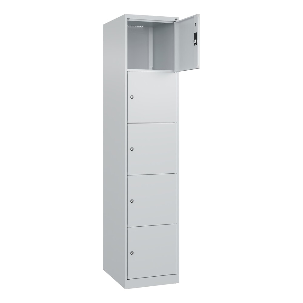 N° de l'image du produit 1 : C+P Schließfachschrank Classic PLUS, 1 Abteil, HxBxT 1.850 x 400 x 500 mm, lichtgrau, lichtgrau, 5 Fächer, Zylinderschloss