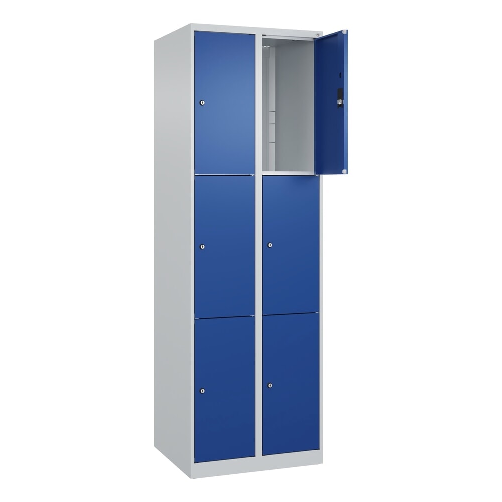 Produktabbildung Nr. 1: C+P Schliessfachschrank Classic PLUS, 2 Abteile, HxBxT 1.850 x 600 x 500 mm, lichtgrau, enzianblau, 6 Fächer, Zylinderschloss