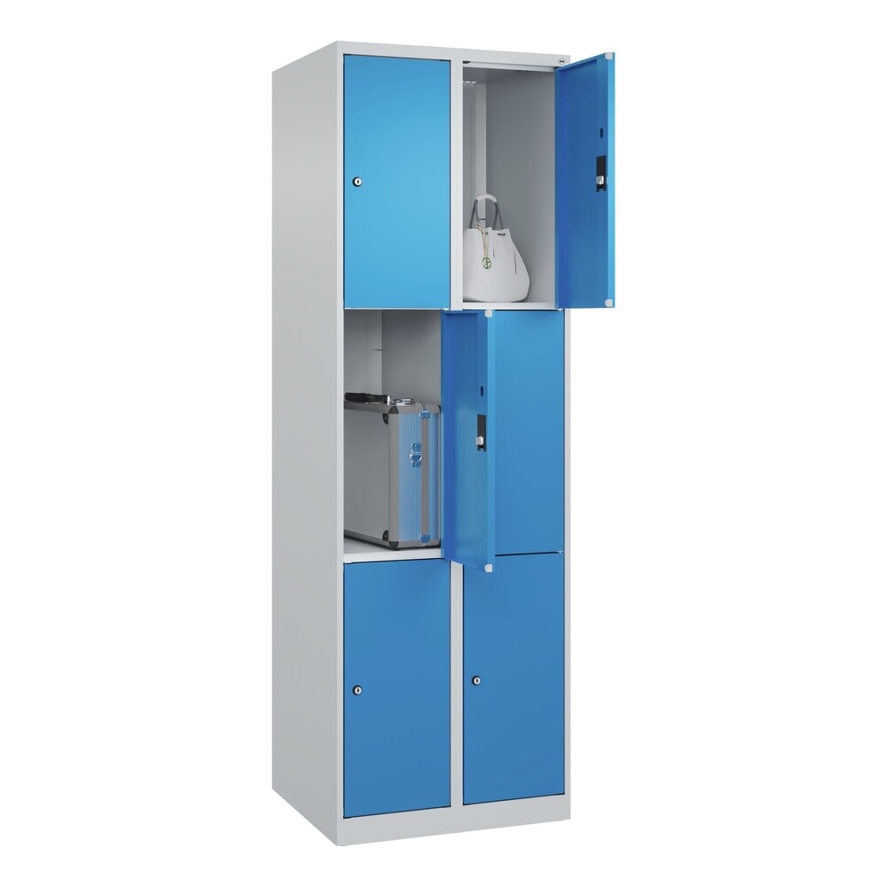 Produktabbildung Nr. 10: C+P Schliessfachschrank Classic PLUS, 2 Abteile, HxBxT 1.850 x 600 x 500 mm, lichtgrau, lichtblau, 6 Fächer, Zylinderschloss