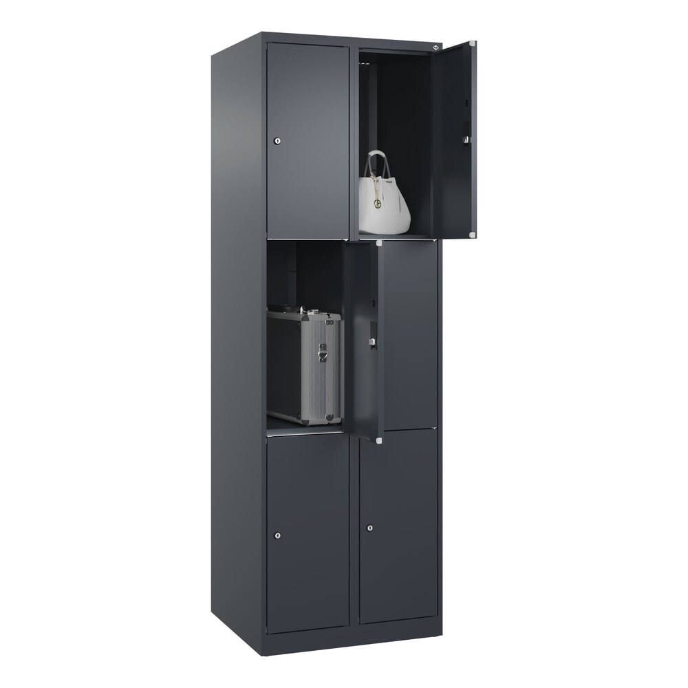 Produktabbildung Nr. 10: C+P Schliessfachschrank Classic PLUS, 2 Abteile, HxBxT 1.850 x 600 x 500 mm, anthrazitgrau, anthrazitgrau, 6 Fächer, Zylinderschloss