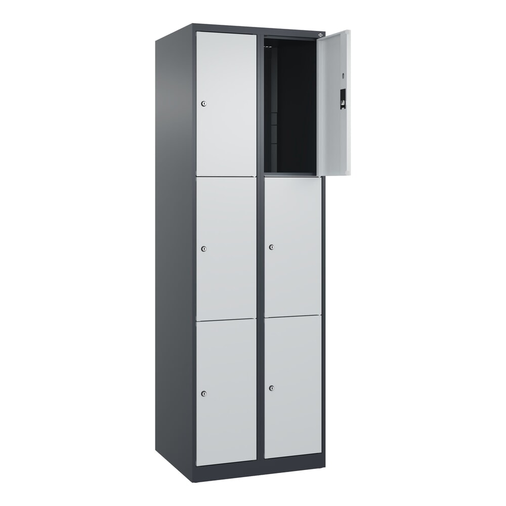Produktabbildung Nr. 1: C+P Schliessfachschrank Classic PLUS, 2 Abteile, HxBxT 1.850 x 600 x 500 mm, anthrazitgrau, lichtgrau, 6 Fächer, Zylinderschloss