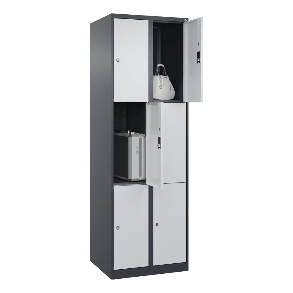Produktabbildung Nr. 10: C+P Schliessfachschrank Classic PLUS, 2 Abteile, HxBxT 1.850 x 600 x 500 mm, anthrazitgrau, lichtgrau, 6 Fächer, Zylinderschloss
