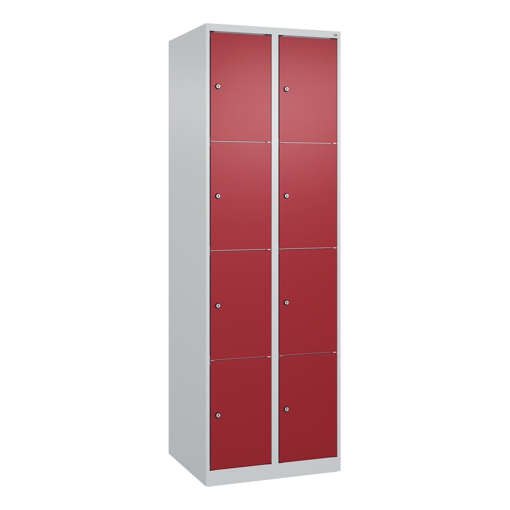 Produktabbildung Nr. 8: C+P Schliessfachschrank Classic PLUS, 2 Abteile, HxBxT 1.850 x 600 x 500 mm, lichtgrau, rubinrot, 8 Fächer, Zylinderschloss