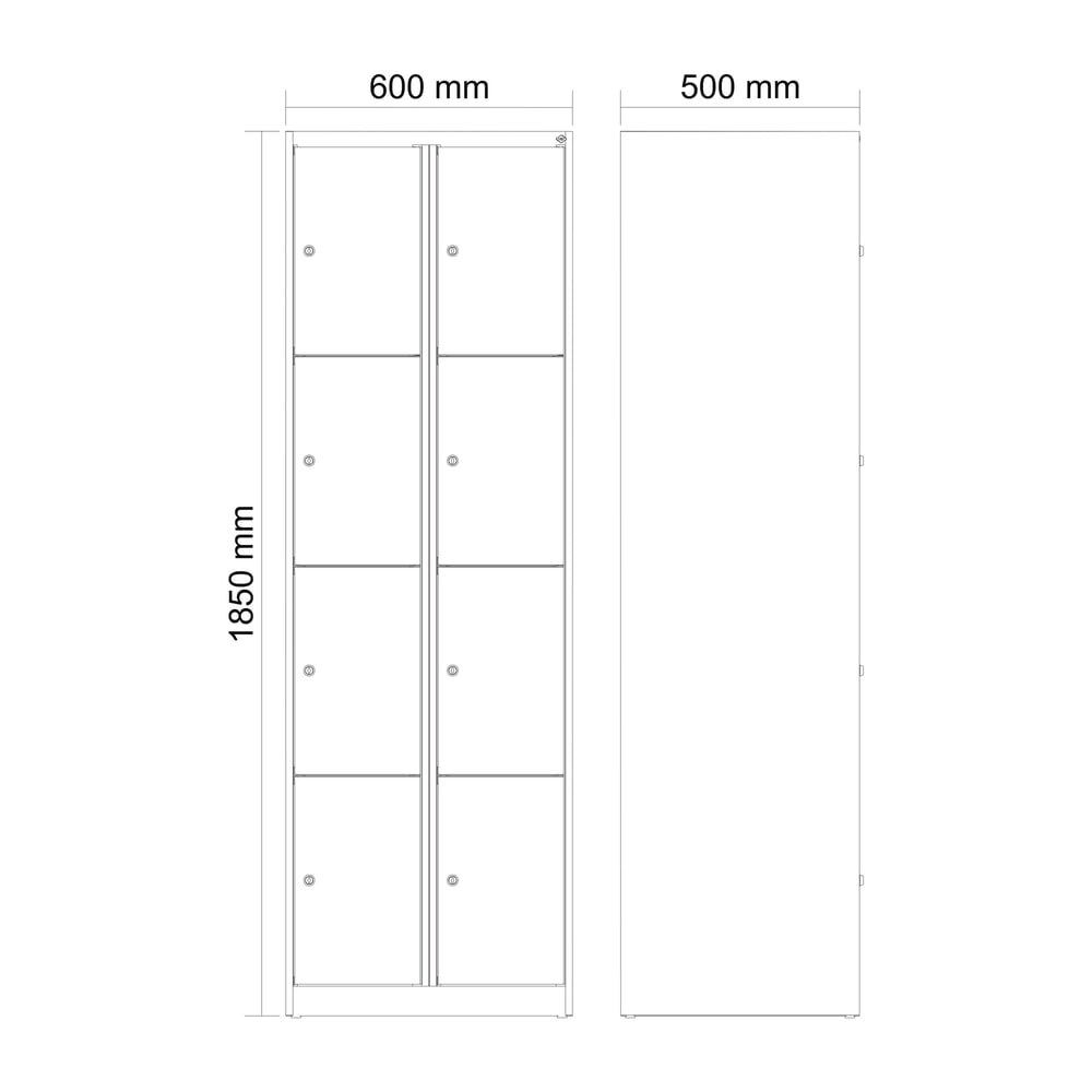 Produktabbildung Nr. 10: C+P Schliessfachschrank Classic PLUS, 2 Abteile, HxBxT 1.850 x 600 x 500 mm, lichtgrau, rubinrot, 8 Fächer, Zylinderschloss