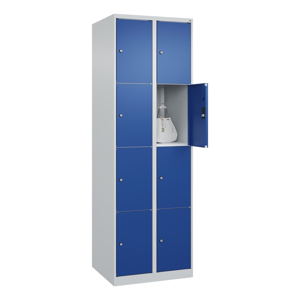 Produktabbildung Nr. 10: C+P Schliessfachschrank Classic PLUS, 2 Abteile, HxBxT 1.850 x 600 x 500 mm, lichtgrau, enzianblau, 8 Fächer, Zylinderschloss