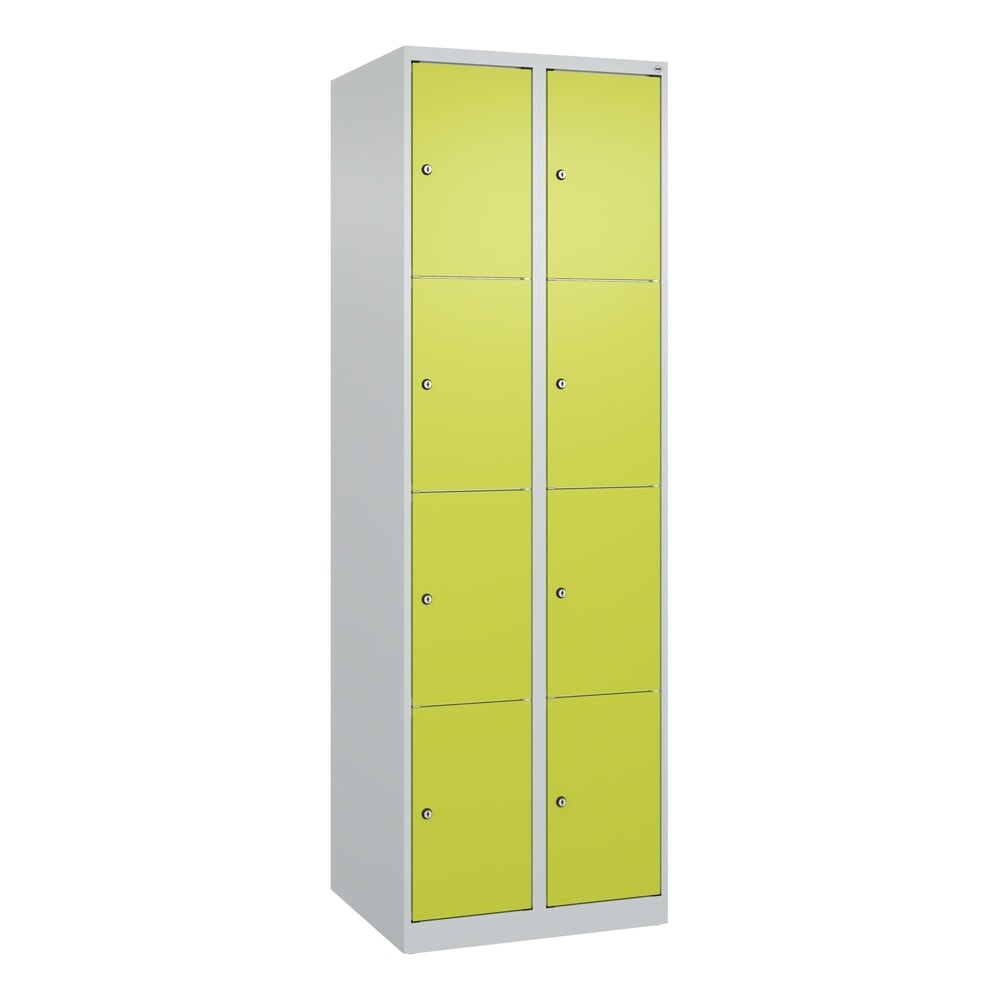 Produktabbildung Nr. 9: C+P Schliessfachschrank Classic PLUS, 2 Abteile, HxBxT 1.850 x 600 x 500 mm, lichtgrau, clowngrün, 8 Fächer, Zylinderschloss