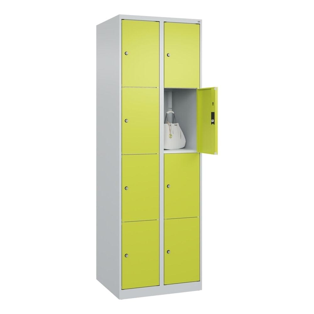 Produktabbildung Nr. 10: C+P Schliessfachschrank Classic PLUS, 2 Abteile, HxBxT 1.850 x 600 x 500 mm, lichtgrau, clowngrün, 8 Fächer, Zylinderschloss