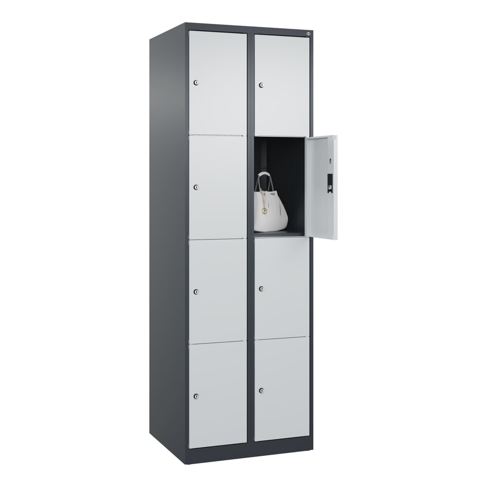 Produktabbildung Nr. 10: C+P Schliessfachschrank Classic PLUS, 2 Abteile, HxBxT 1.850 x 600 x 500 mm, anthrazitgrau, lichtgrau, 8 Fächer, Zylinderschloss