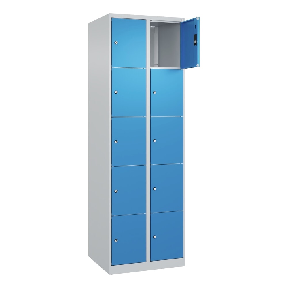 Produktabbildung Nr. 1: C+P Schliessfachschrank Classic PLUS, 2 Abteile, HxBxT 1.850 x 600 x 500 mm, lichtgrau, lichtblau, 10 Fächer, Zylinderschloss