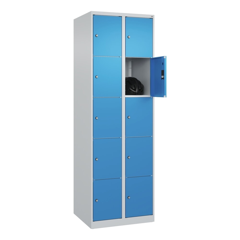 Produktabbildung Nr. 10: C+P Schliessfachschrank Classic PLUS, 2 Abteile, HxBxT 1.850 x 600 x 500 mm, lichtgrau, lichtblau, 10 Fächer, Zylinderschloss