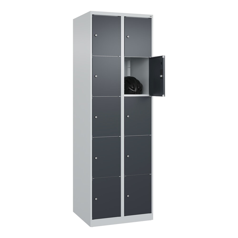 Produktabbildung Nr. 10: C+P Schliessfachschrank Classic PLUS, 2 Abteile, HxBxT 1.850 x 600 x 500 mm, lichtgrau, anthrazitgrau, 10 Fächer, Zylinderschloss