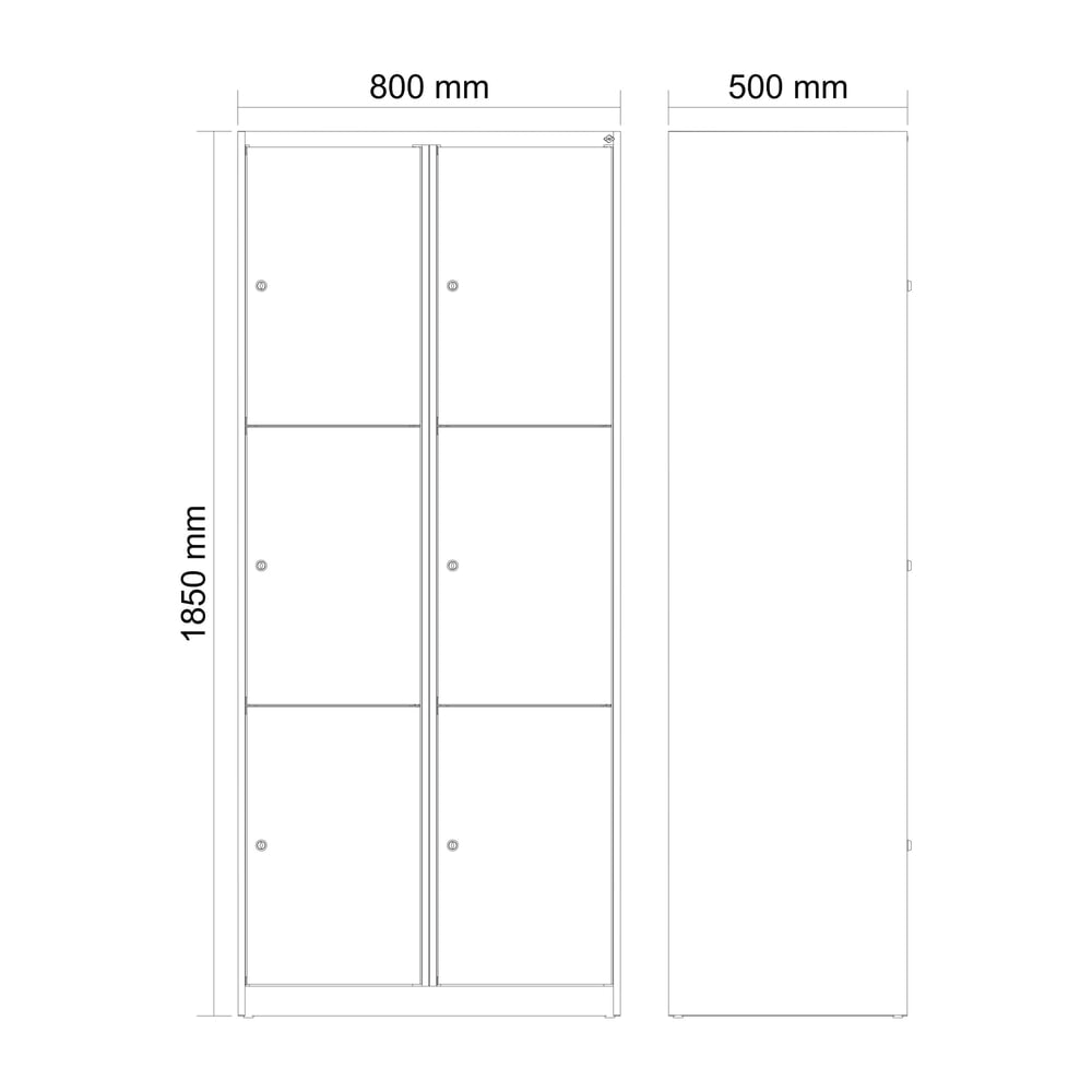 Produktabbildung Nr. 8: C+P Schliessfachschrank Classic PLUS, 2 Abteile, HxBxT 1.850 x 800 x 500 mm, anthrazitgrau, lichtgrau, 6 Fächer, Zylinderschloss
