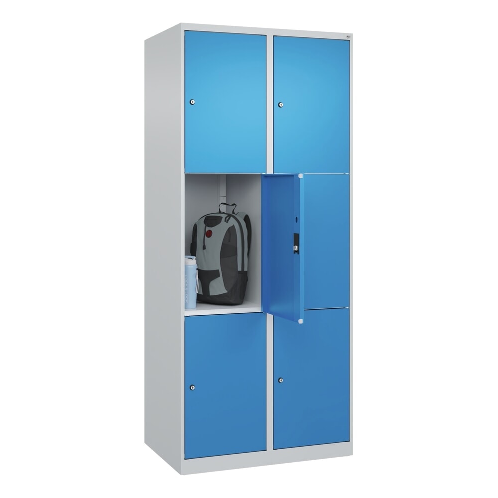 Produktabbildung Nr. 10: C+P Schliessfachschrank Classic PLUS, 2 Abteile, HxBxT 1.850 x 800 x 500 mm, lichtgrau, lichtblau, 6 Fächer, Zylinderschloss
