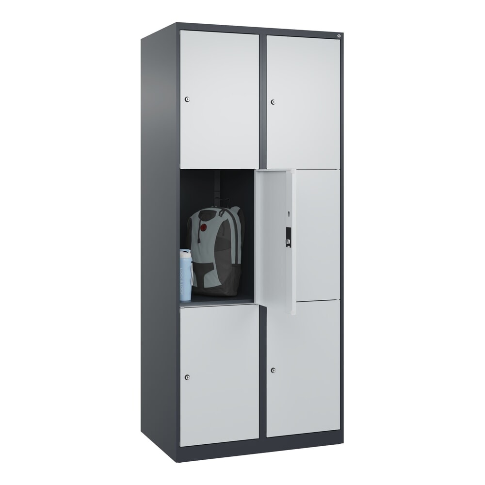 Produktabbildung Nr. 10: C+P Schliessfachschrank Classic PLUS, 2 Abteile, HxBxT 1.850 x 800 x 500 mm, anthrazitgrau, lichtgrau, 6 Fächer, Zylinderschloss
