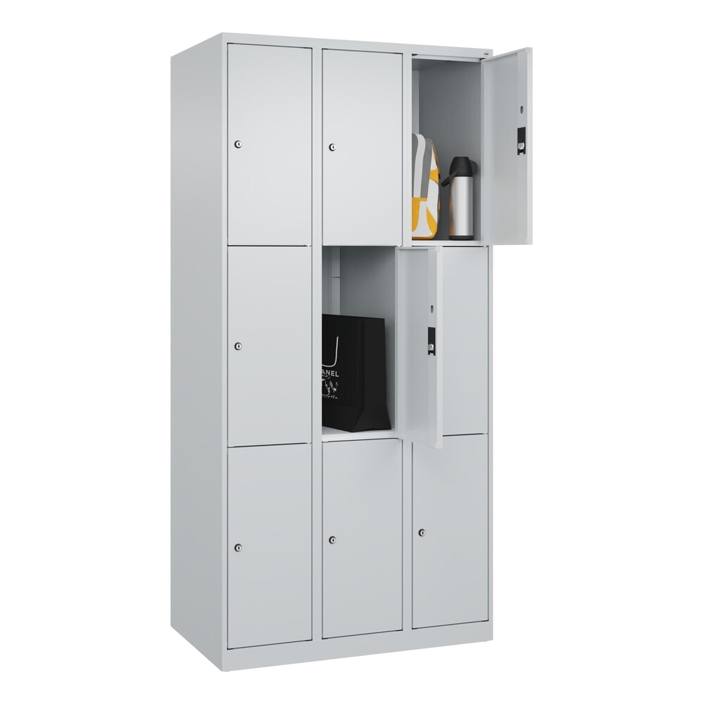 Produktabbildung Nr. 10: C+P Schliessfachschrank Classic PLUS, 3 Abteile, HxBxT 1.850 x 900 x 500 mm, lichtgrau, lichtgrau, 9 Fächer, Zylinderschloss