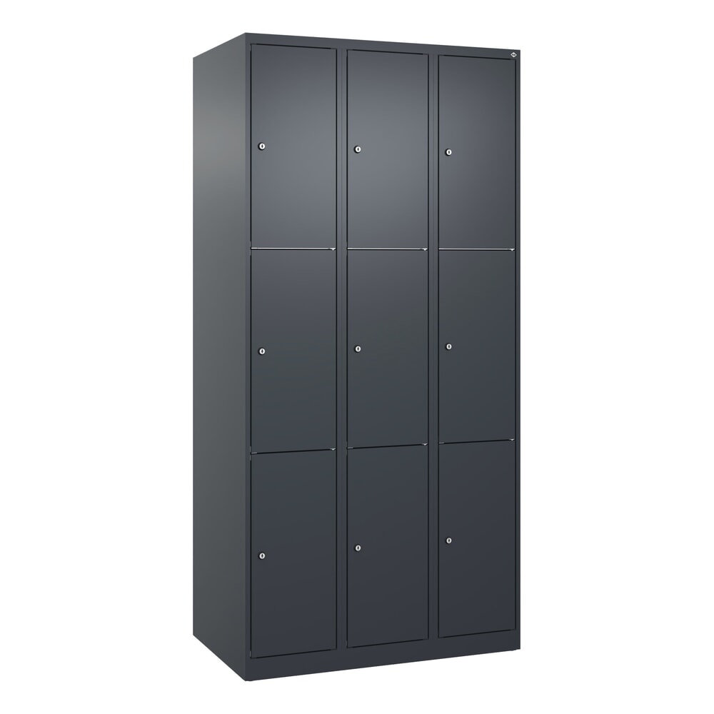 N° de l'image du produit 9 : C+P Schließfachschrank Classic PLUS, 3 Abteile, HxBxT 1.850 x 900 x 500 mm, anthrazitgrau, anthrazitgrau, 9 Fächer, Zylinderschloss