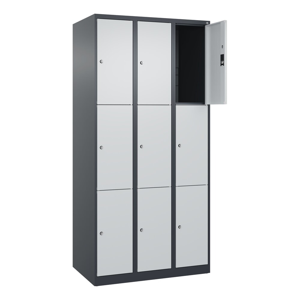 Illustration du produit: C+P Schließfachschrank Classic PLUS, 3 Abteile, HxBxT 1.850 x 900 x 500 mm, anthrazitgrau, lichtgrau, 9 Fächer, Zylinderschloss