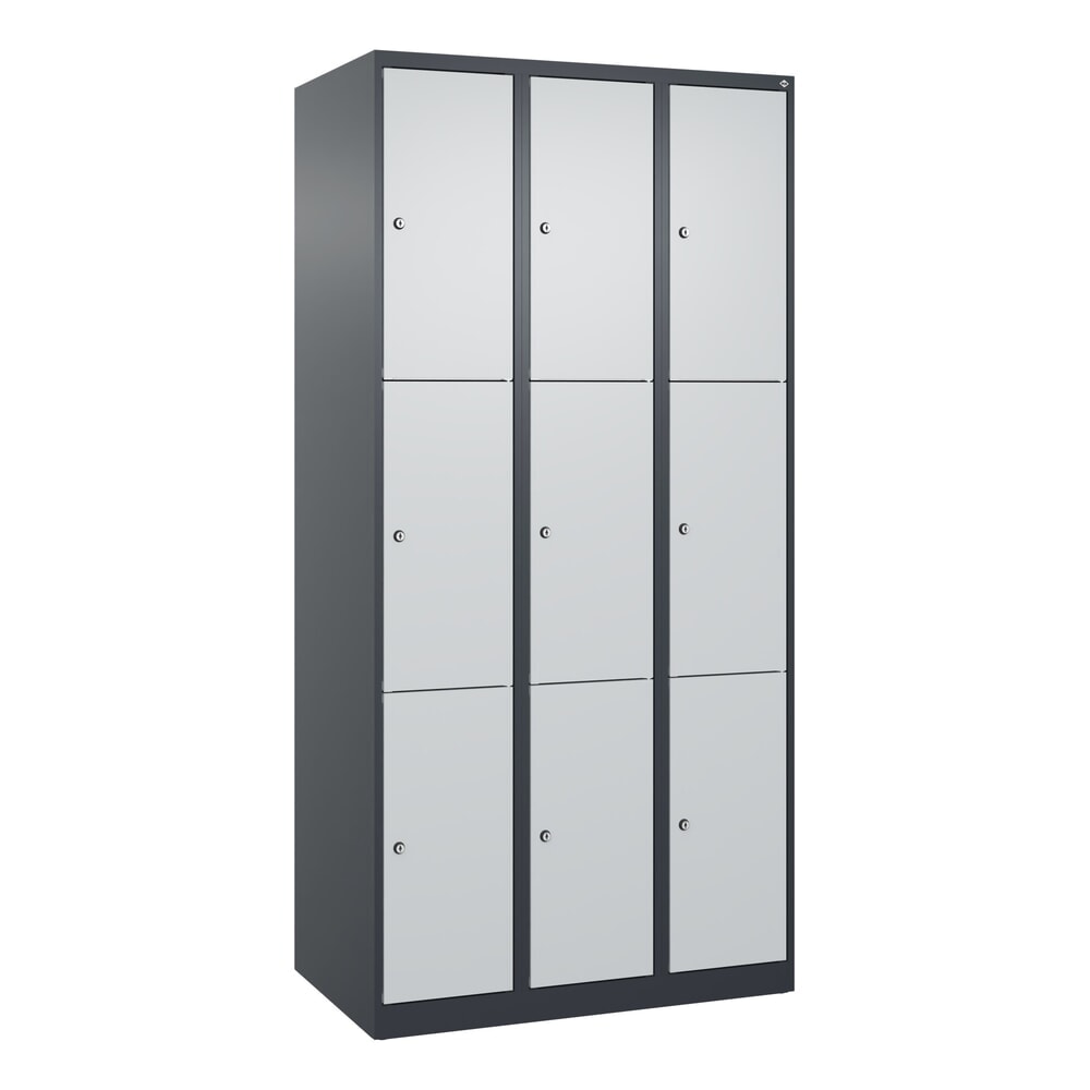 N° de l'image du produit 9 : C+P Schließfachschrank Classic PLUS, 3 Abteile, HxBxT 1.850 x 900 x 500 mm, anthrazitgrau, lichtgrau, 9 Fächer, Zylinderschloss