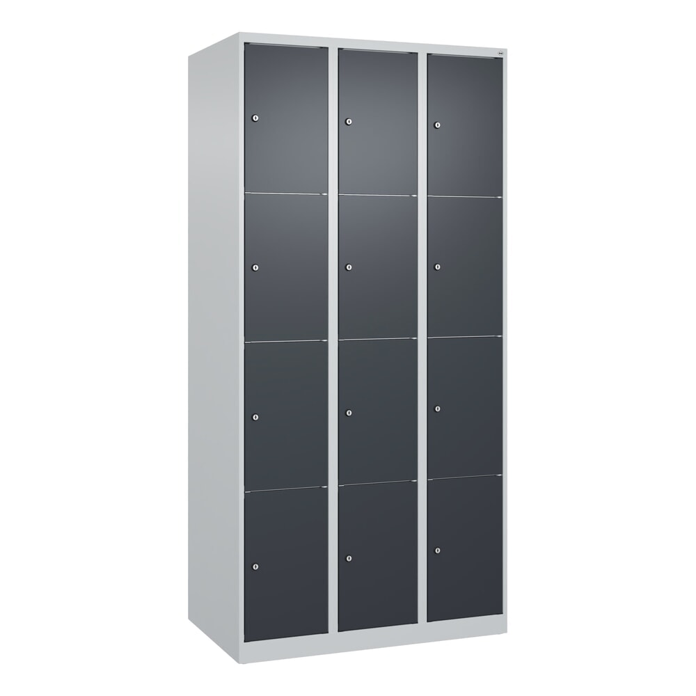 N° de l'image du produit 9 : C+P Schließfachschrank Classic PLUS, 3 Abteile, HxBxT 1.850 x 900 x 500 mm, lichtgrau, anthrazitgrau, 12 Fächer, Zylinderschloss