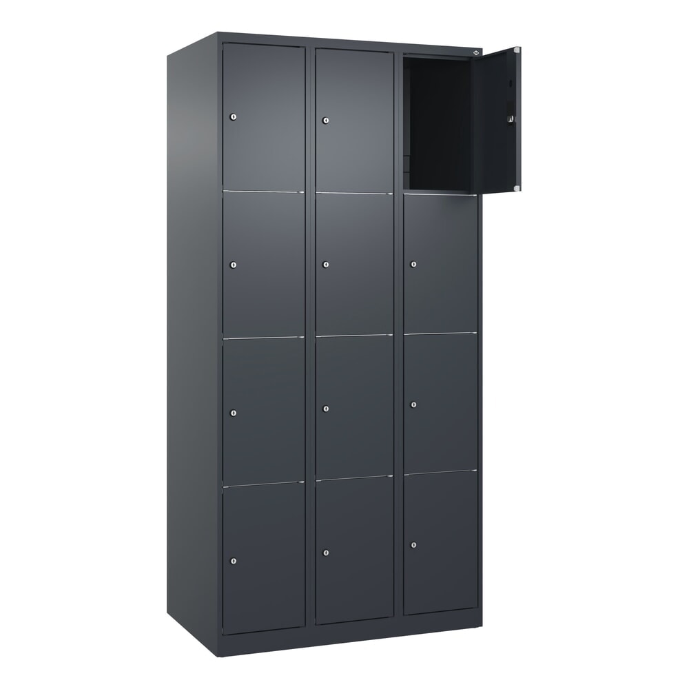 Illustration du produit: C+P Schließfachschrank Classic PLUS, 3 Abteile, HxBxT 1.850 x 900 x 500 mm, anthrazitgrau, anthrazitgrau, 12 Fächer, Zylinderschloss