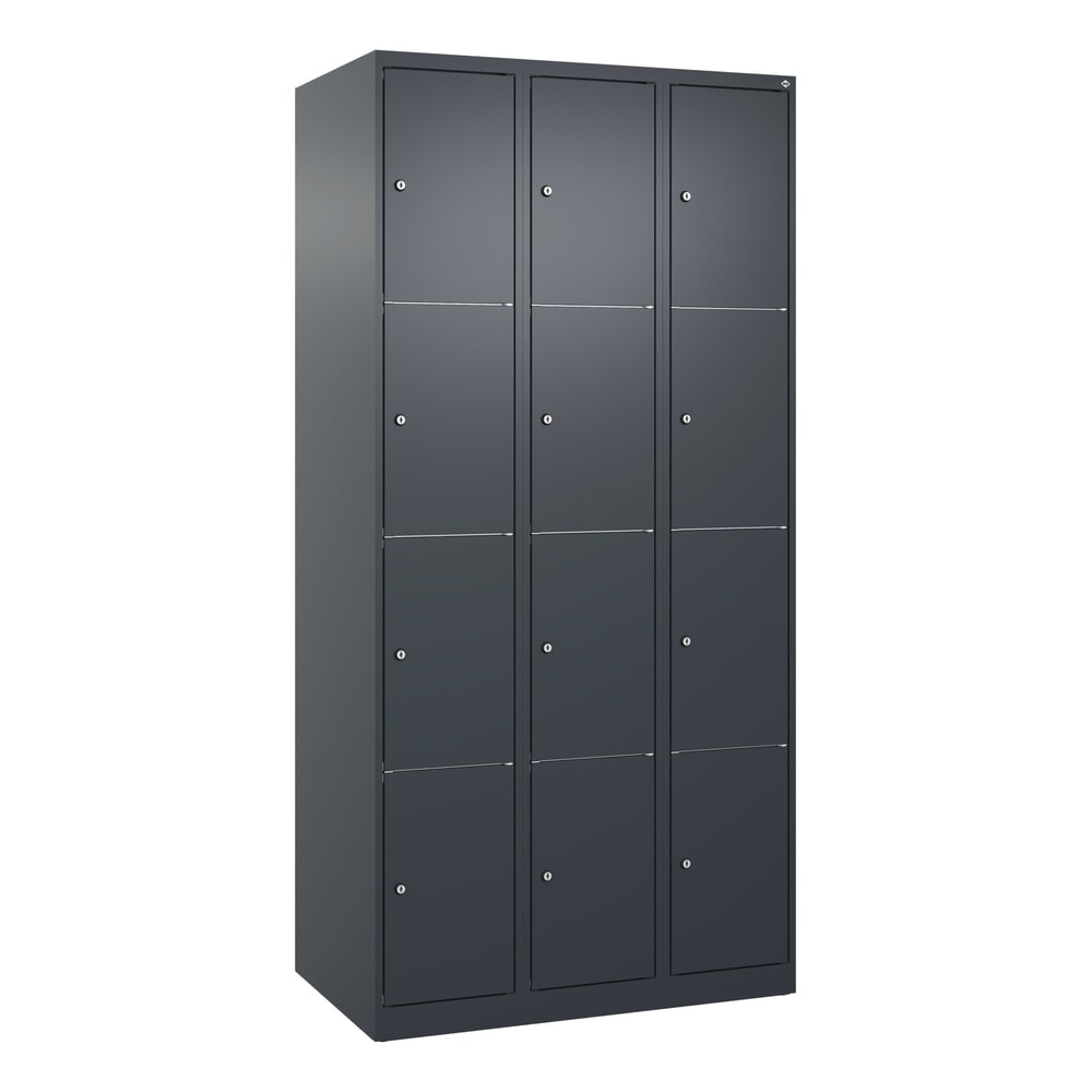 N° de l'image du produit 9 : C+P Schließfachschrank Classic PLUS, 3 Abteile, HxBxT 1.850 x 900 x 500 mm, anthrazitgrau, anthrazitgrau, 12 Fächer, Zylinderschloss
