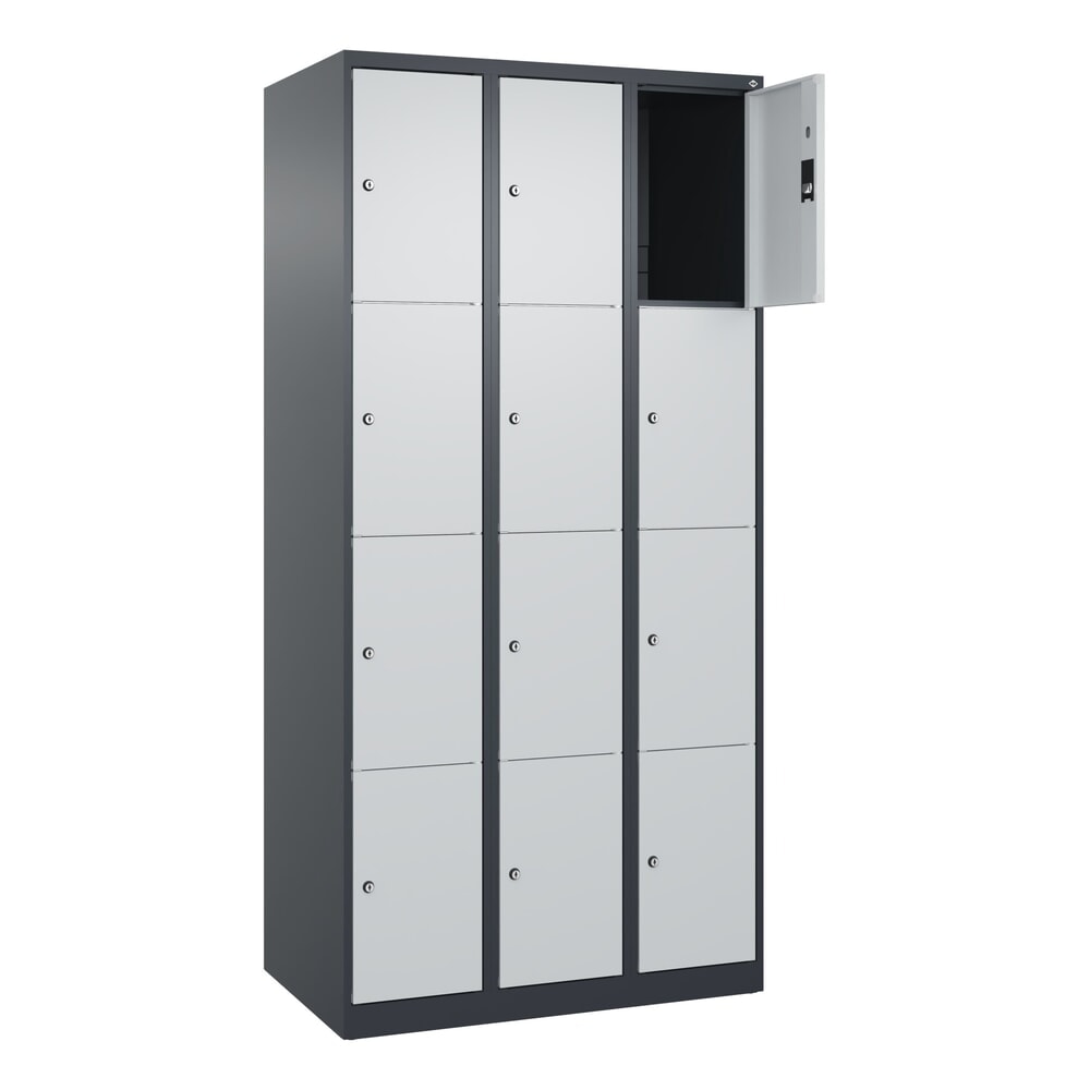 Illustration du produit: C+P Schließfachschrank Classic PLUS, 3 Abteile, HxBxT 1.850 x 900 x 500 mm, anthrazitgrau, lichtgrau, 12 Fächer, Zylinderschloss