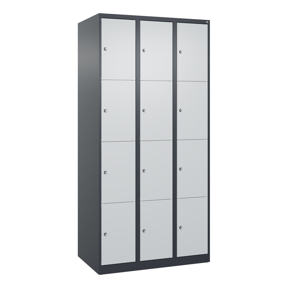 N° de l'image du produit 9 : C+P Schließfachschrank Classic PLUS, 3 Abteile, HxBxT 1.850 x 900 x 500 mm, anthrazitgrau, lichtgrau, 12 Fächer, Zylinderschloss