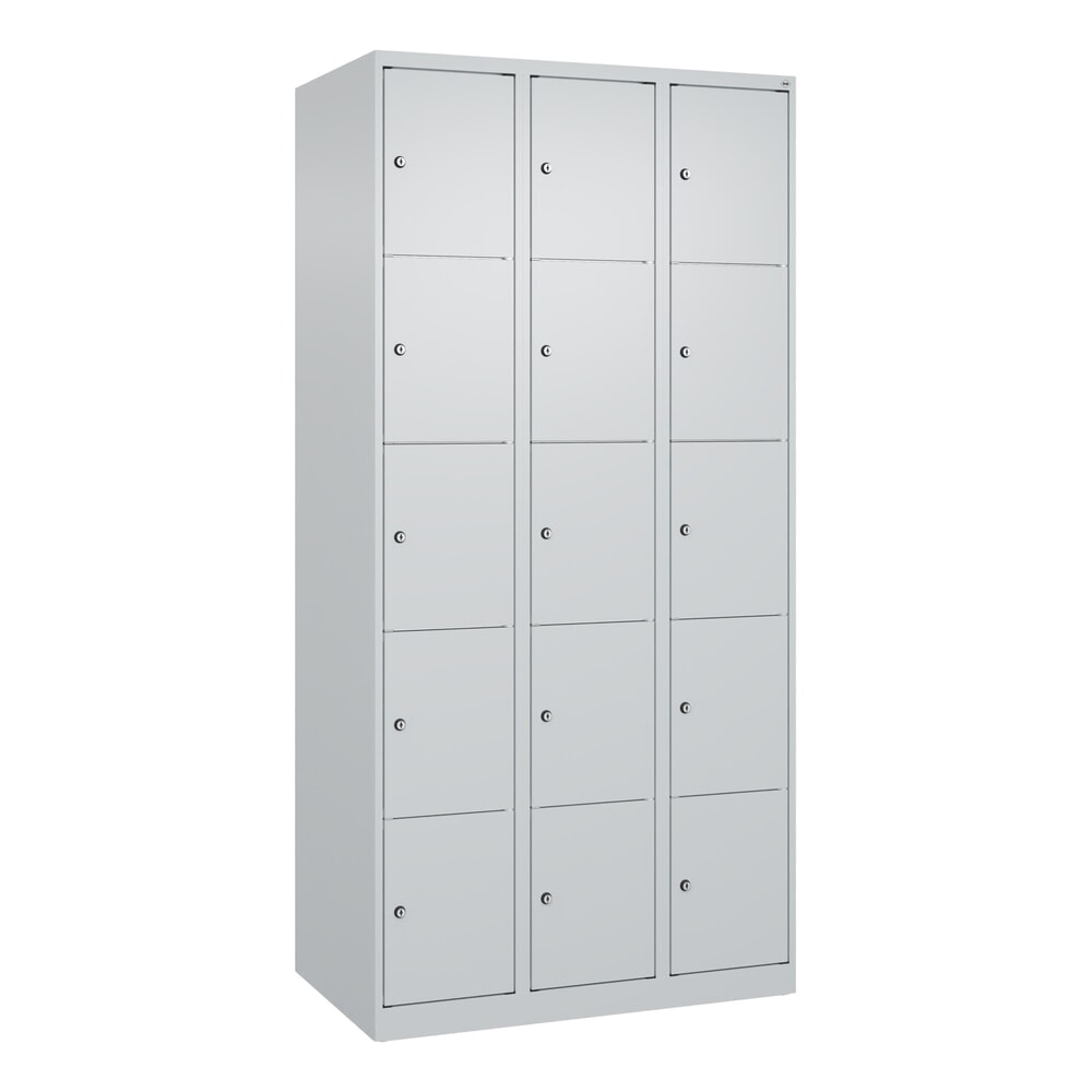 N° de l'image du produit 9 : C+P Schließfachschrank Classic PLUS, 3 Abteile, HxBxT 1.850 x 900 x 500 mm, lichtgrau, lichtgrau, 15 Fächer, Zylinderschloss