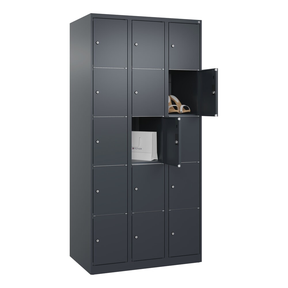 Produktabbildung Nr. 10: C+P Schliessfachschrank Classic PLUS, 3 Abteile, HxBxT 1.850 x 900 x 500 mm, anthrazitgrau, anthrazitgrau, 15 Fächer, Zylinderschloss