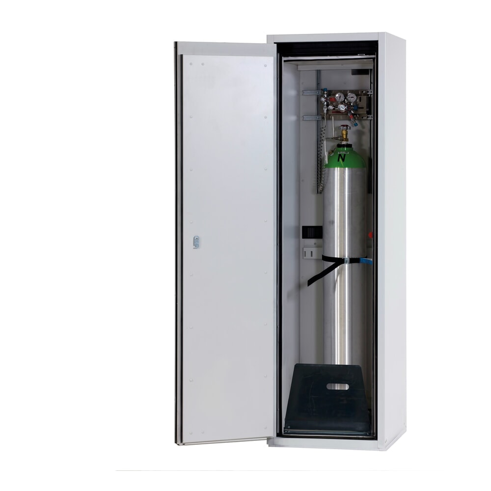 Produktabbildung: asecos® Gasflaschenschrank G-ULTIMATE-90 WD, mit Flaschenhalter, HxBxT 2.050 x 598 x 615 mm, für 1 x 50 Liter Flaschen