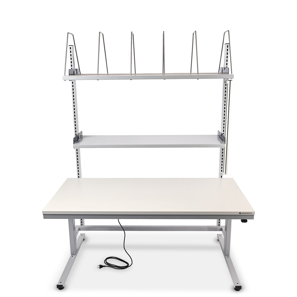 N° de l'image du produit 2 : HEMMDAL Elektrisch höhenverstellbarer Packtisch ERGO 2, mit Aufbau, Tragfähigkeit 200 kg, HxBxT 720-1.220 x 2.000 x 750 mm
