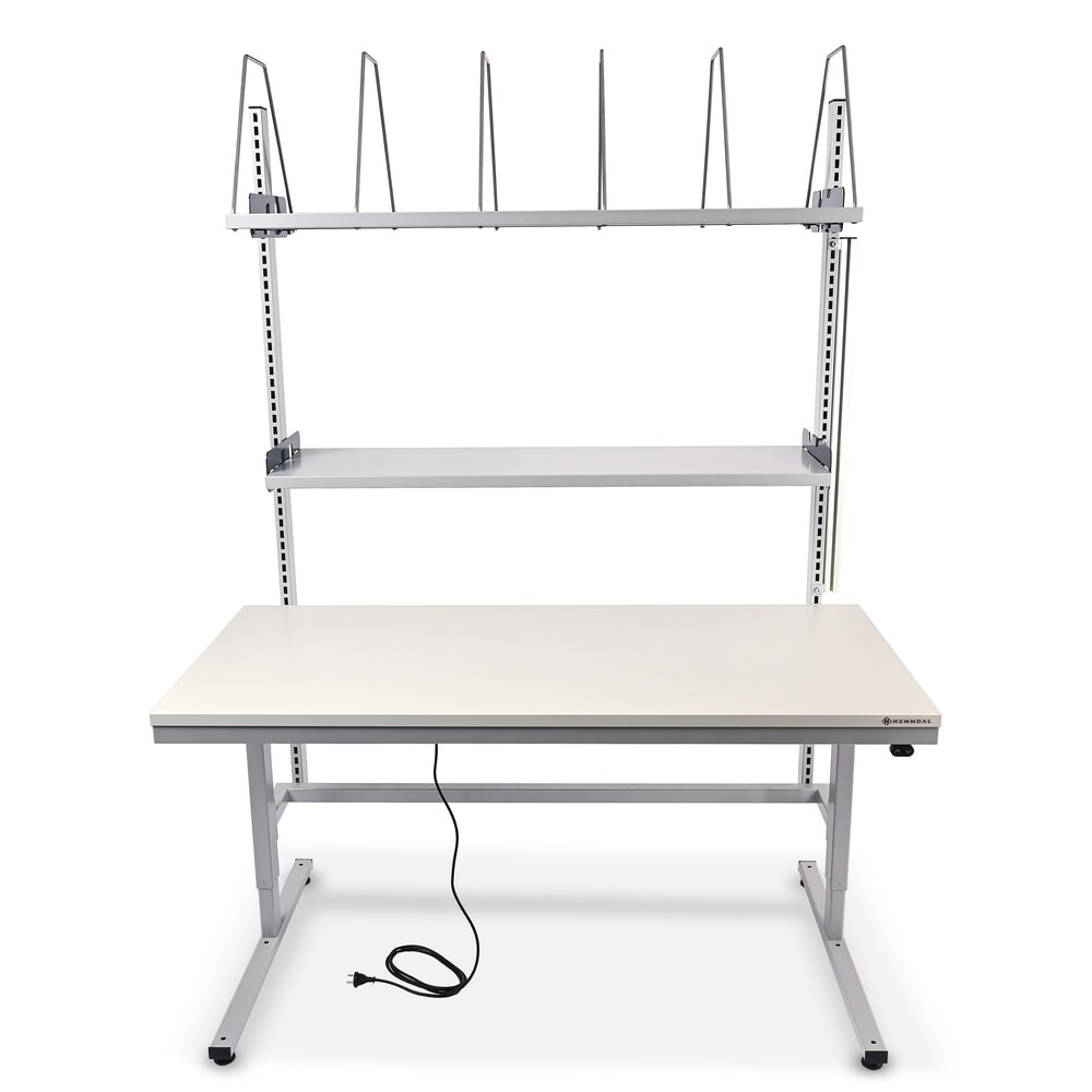 N° de l'image du produit 3 : HEMMDAL Elektrisch höhenverstellbarer Packtisch ERGO 2, mit Aufbau, Tragfähigkeit 200 kg, HxBxT 720-1.220 x 2.000 x 750 mm