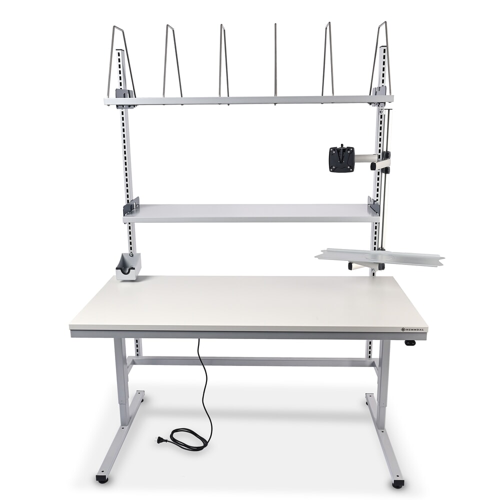 Illustration du produit: HEMMDAL Elektrisch höhenverstellbarer Packtisch ERGO 2, Komplett-Set, Tragfähigkeit 200 kg, HxBxT 720-1.220 x 1.600 x 750 mm