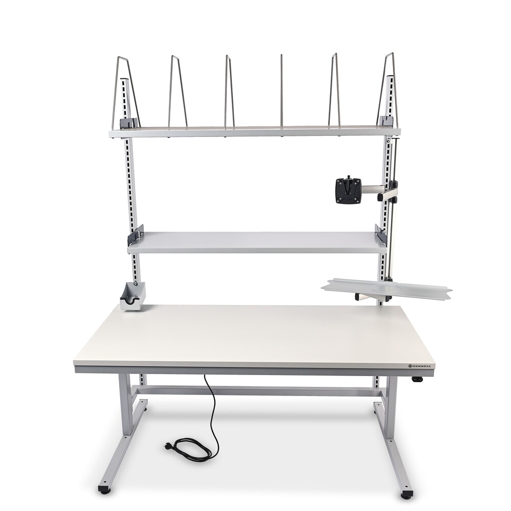 N° de l'image du produit 11 : HEMMDAL Elektrisch höhenverstellbarer Packtisch ERGO 2, Komplett-Set, Tragfähigkeit 200 kg, HxBxT 720-1.220 x 1.600 x 750 mm