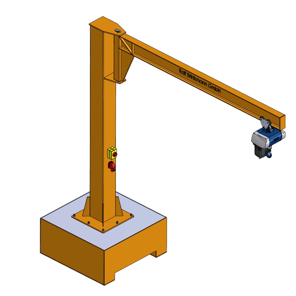 N° de l'image du produit 5 : Brinkmann mobiler Säulenschwenkkran mit Stahl Ausleger, ABUS Kettenzug, Tragfähigkeit 160 kg, Ausladung 4 m