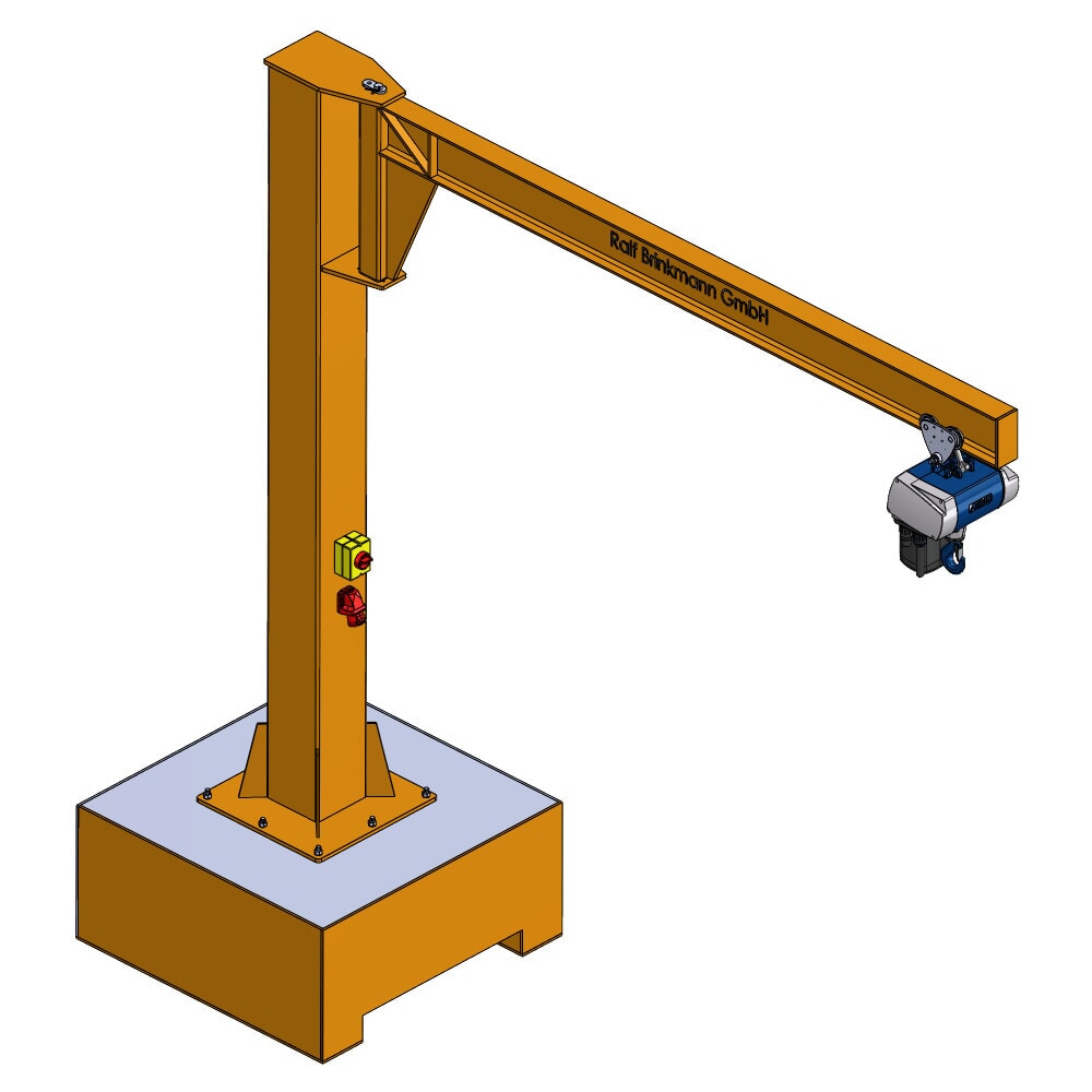 N° de l'image du produit 5 : Brinkmann mobiler Säulenschwenkkran mit Stahl Ausleger, ABUS Kettenzug, Tragfähigkeit 250 kg, Ausladung 2 m