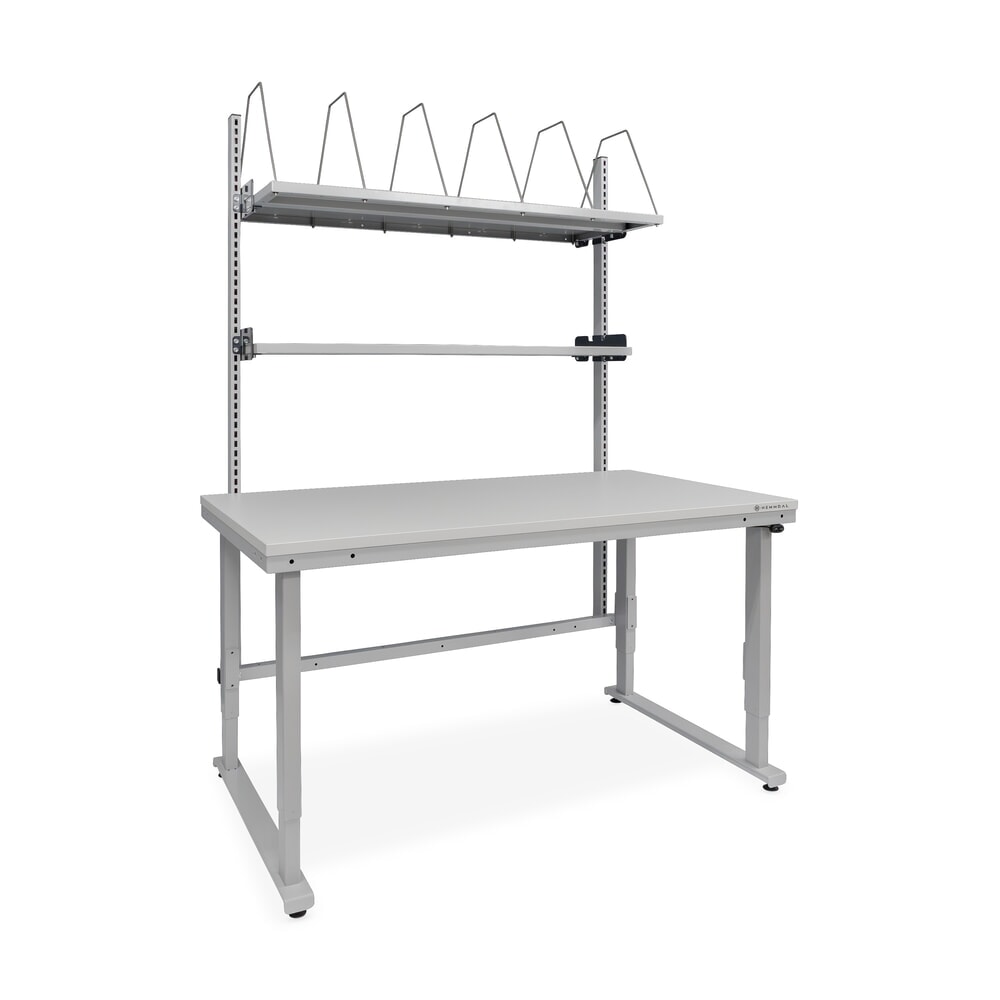 Illustration du produit: HEMMDAL Elektrisch höhenverstellbarer Packtisch ERGO 4, mit Aufbau, Tragfähigkeit 300 kg, HxBxT 720-1.220 x 1.600 x 900 mm