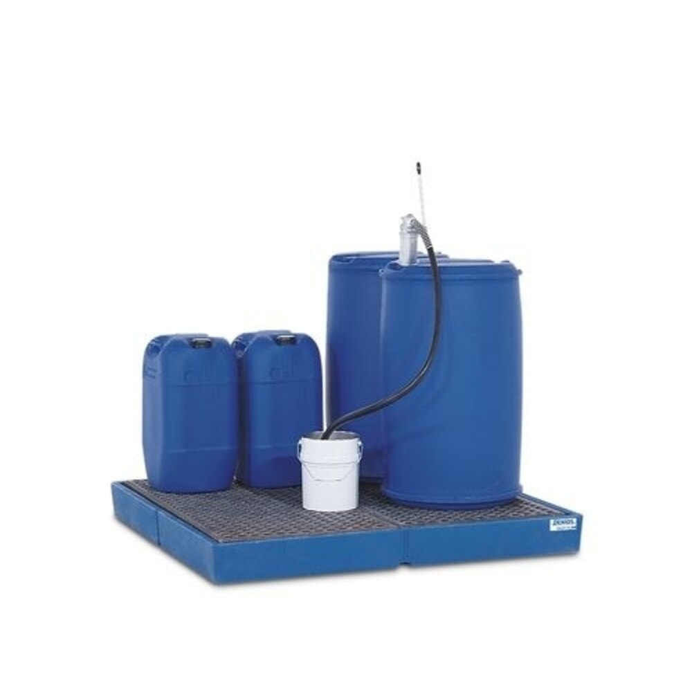 N° de l'image du produit 1 : Denios Boden-Auffangwanne classic-line aus PE Einzelelement, mit PE-Gitterrost, HxBxT 150 x 1500 x 1500 mm