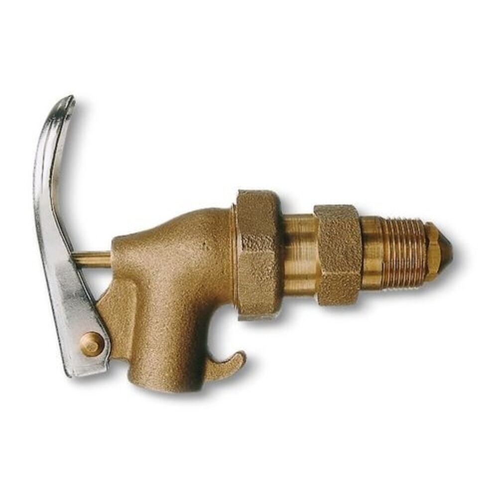 Produktabbildung: Denios selbstschliessender Messingzapfhahn für Stahlfässer, Gewinde-Ø 3/4 Zoll, für nicht-korrosive Flüssigkeiten