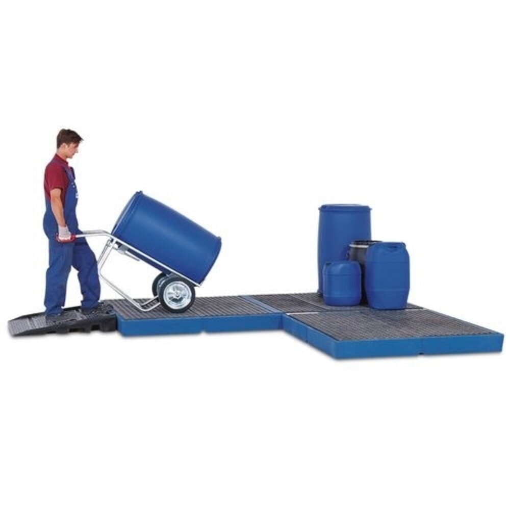 N° de l'image du produit 2 : Denios Boden-Auffangwanne classic-line aus PE Einzelelement, mit PE-Gitterrost, HxBxT 150 x 1500 x 1500 mm