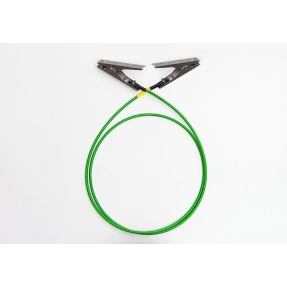 Produktabbildung: Denios Erdungskabel mit 2 Erdungszangen, Isolierung und ATEX-Zulassung, 2 m Kabellänge