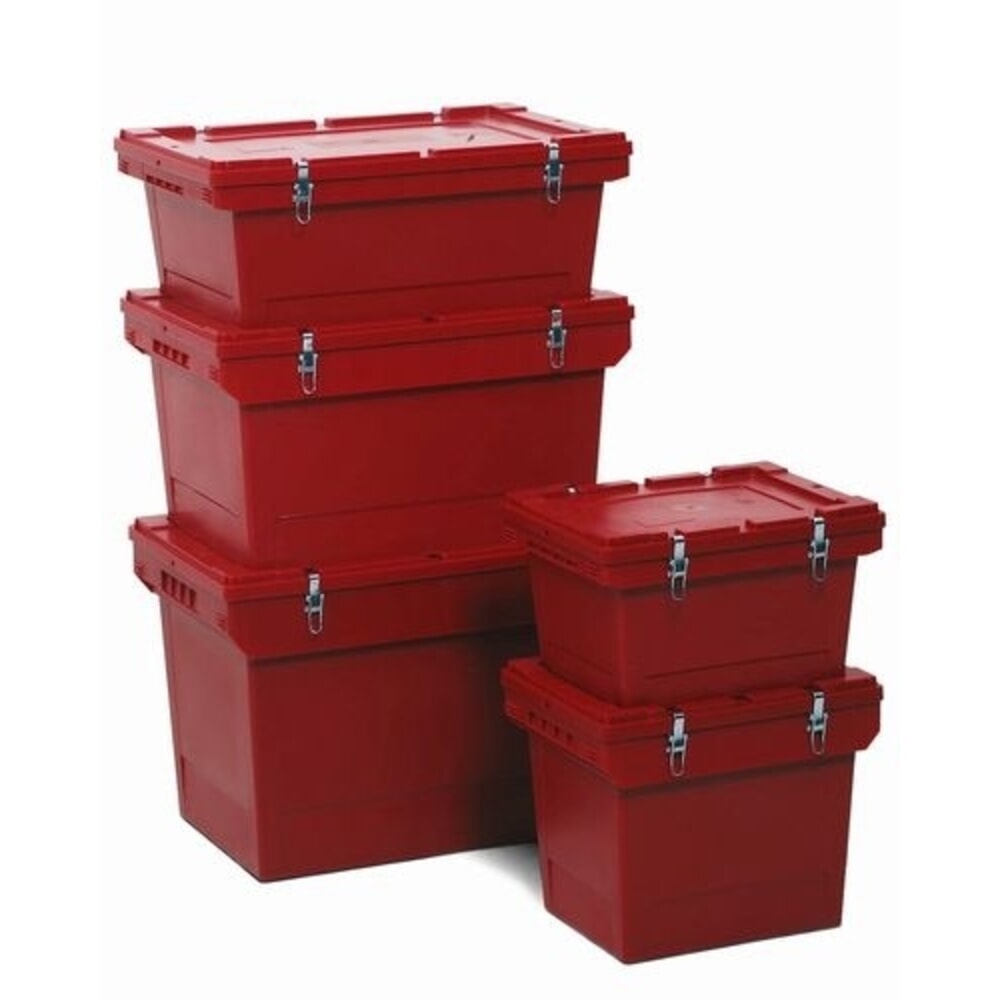 Produktabbildung: Denios Mehrweg-Sicherheitsbehälter für Gefahrgut, Polypropylen, Stülpdeckel + Metall-Clipverschl., 18 l